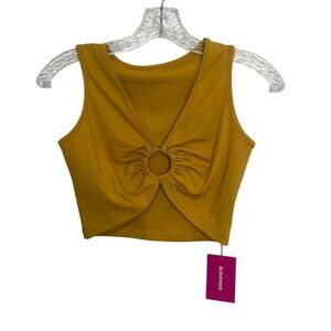 Budayang Sleeveless Crop Tank Top Front Ring Womens XS Yellow New Casual Summer